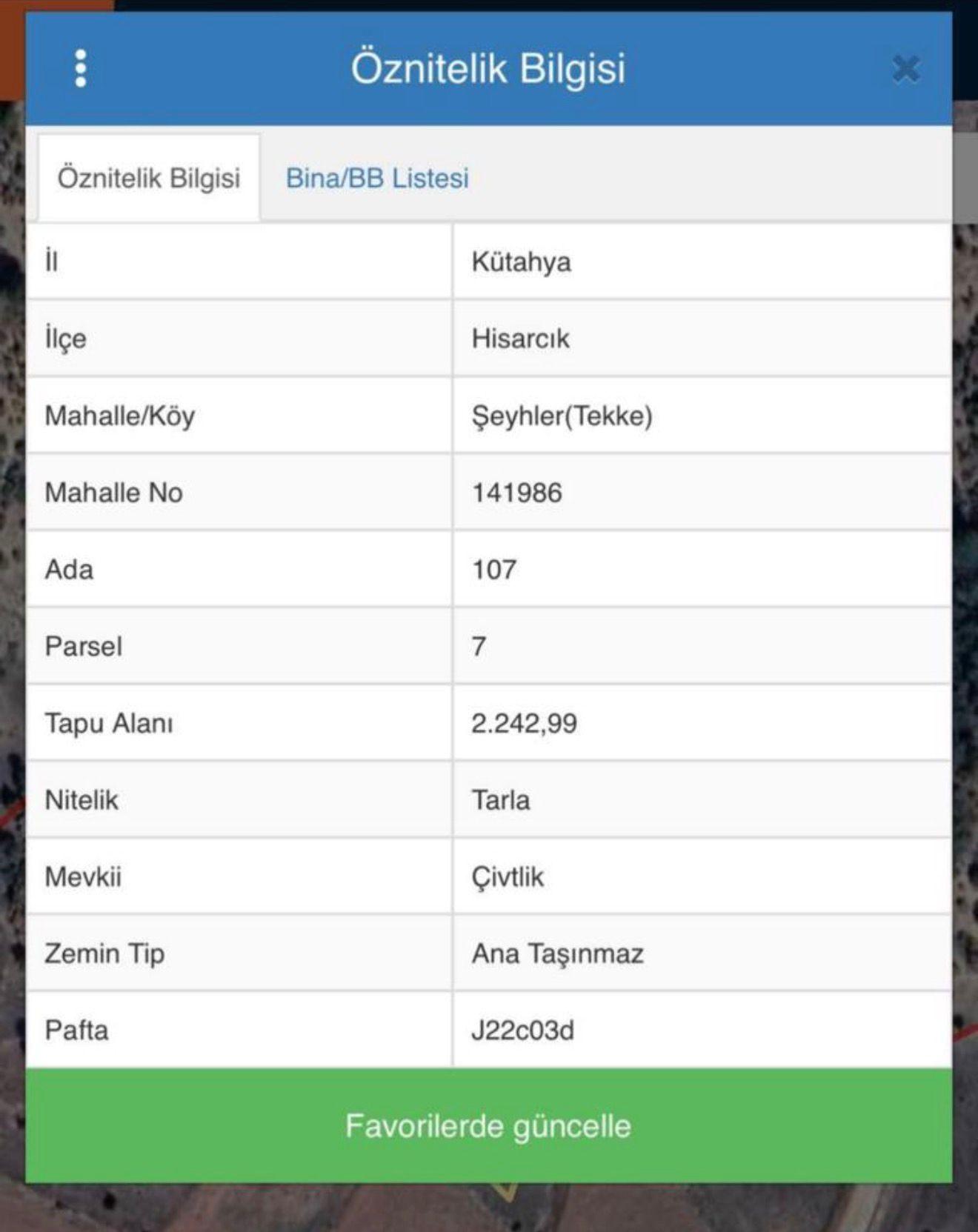 KÜTAHYA / HİSARCIK / ŞEYHLER